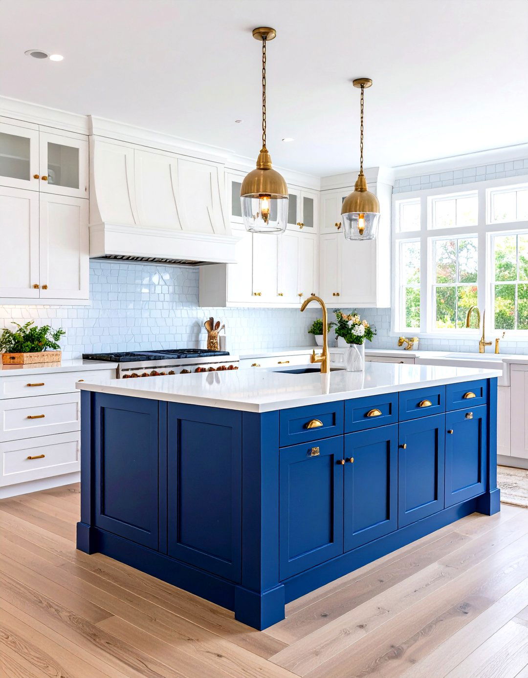 White Kitchen Cabinets with Powder Blue Island for Coastal Charm - 20 White Kitchen Cabinets With Blue Island