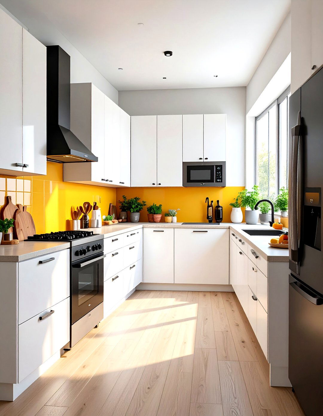 White Kitchen with Black Appliances Galley Layout Optimization - 20 White Kitchen with Black Appliances Ideas