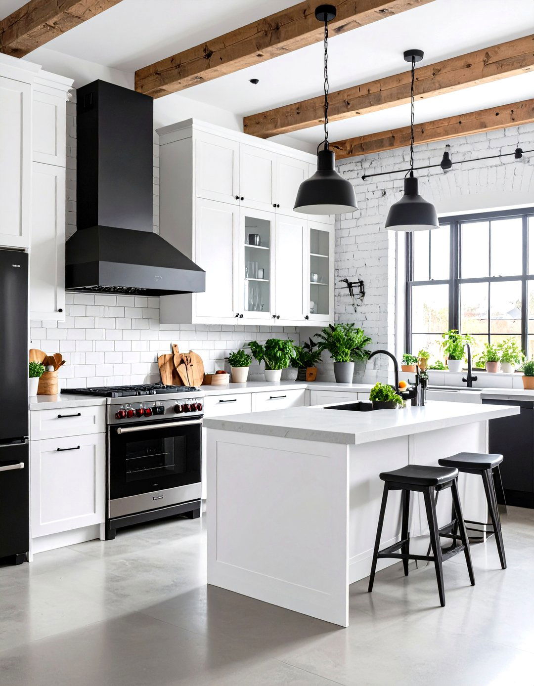 White Kitchen with Black Appliances Industrial Modern Design - 20 White Kitchen with Black Appliances Ideas