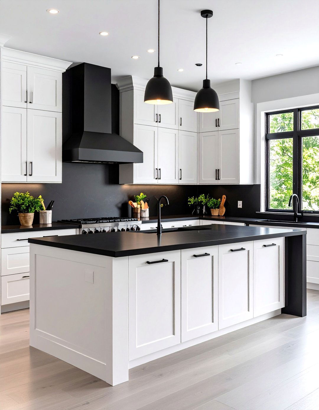 White Kitchen with Black Appliances Matte Black Countertop Style - 20 White Kitchen with Black Appliances Ideas