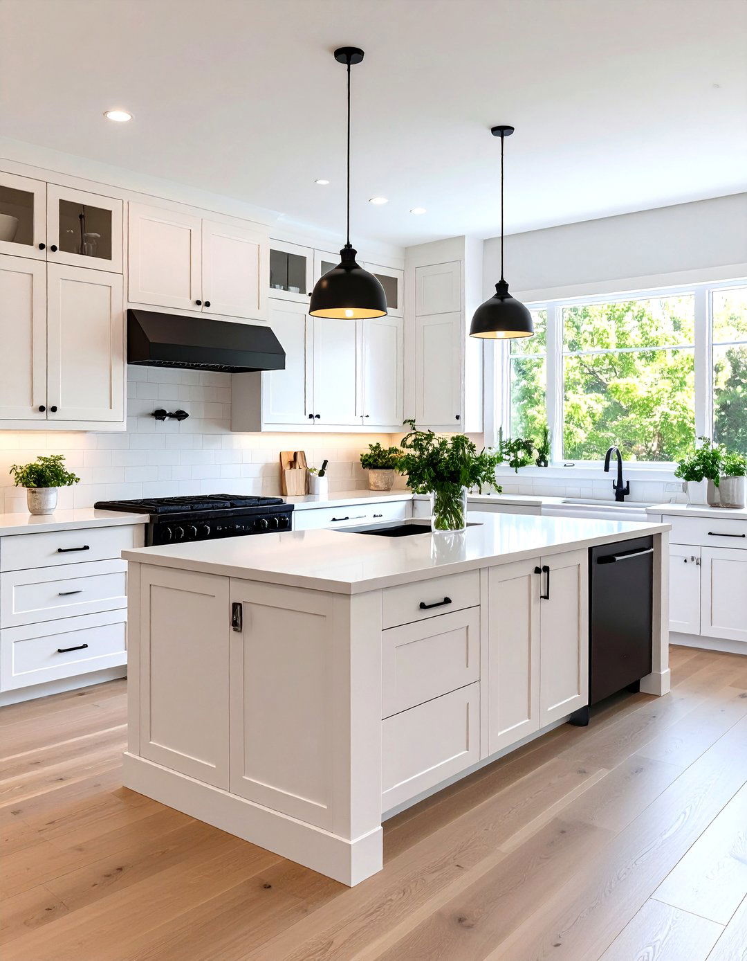 White Kitchen with Black Appliances Peninsula Configuration - 20 White Kitchen with Black Appliances Ideas