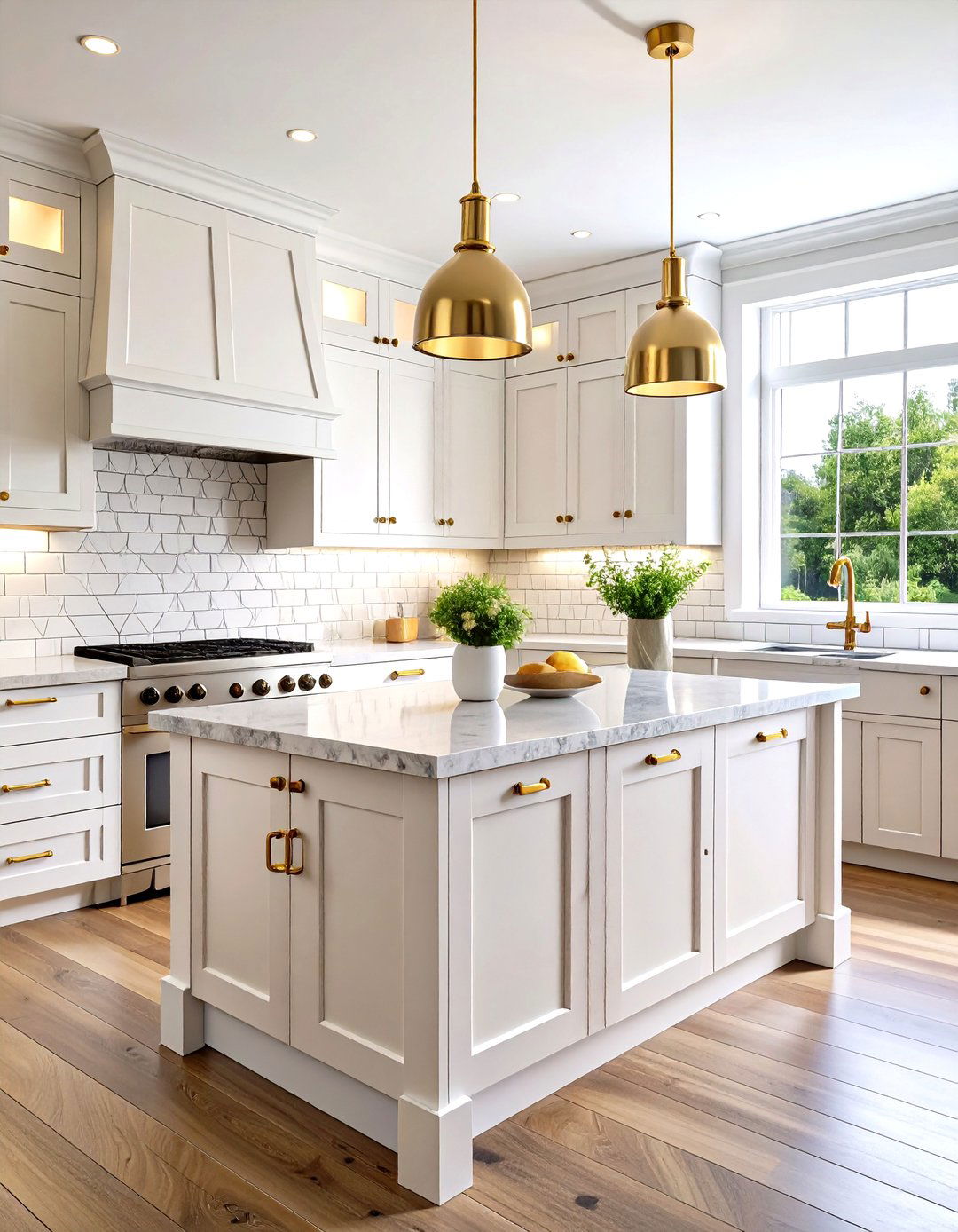 White Kitchen with Classic Subway Tile Backsplash Design - 20 White Kitchen Ideas