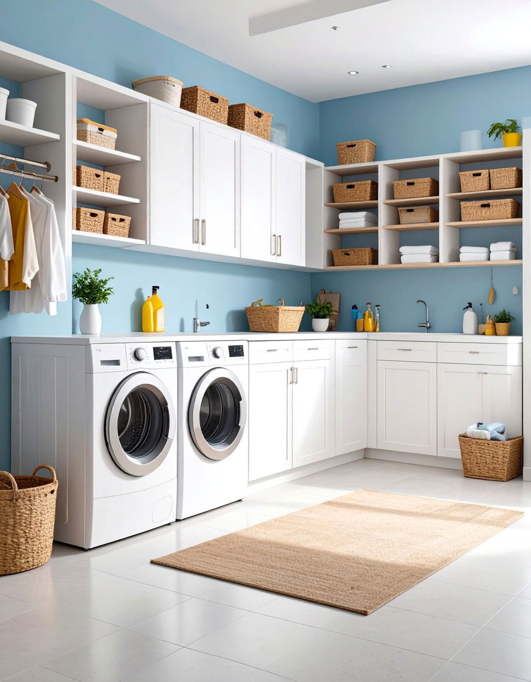 White Laundry Room Pantry Storage Combination - 20 White Laundry Room Ideas