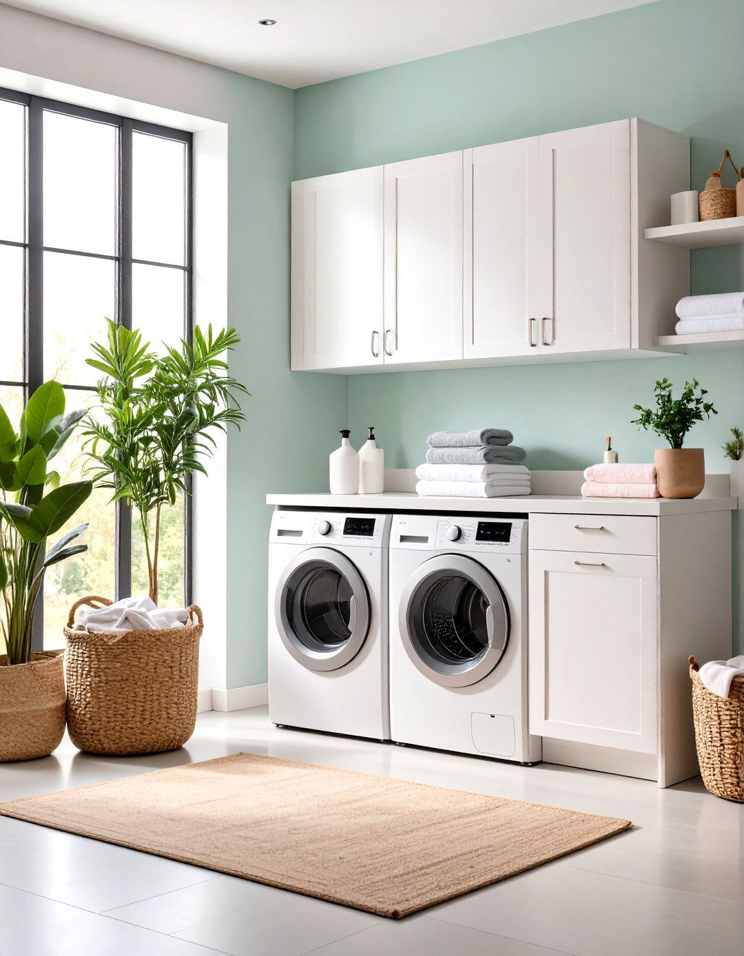 White Laundry Room with Built in Ironing Station - 20 White Laundry Room Ideas