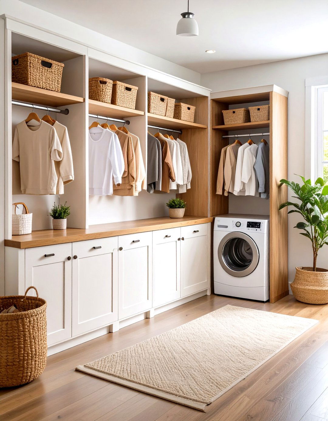 White Laundry Room with Built in Mudroom Storage - 20 White Laundry Room Ideas