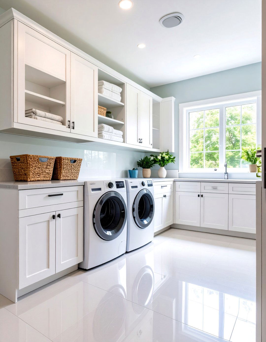 White Laundry Room with Smart Storage Solutions - 20 White Laundry Room Ideas