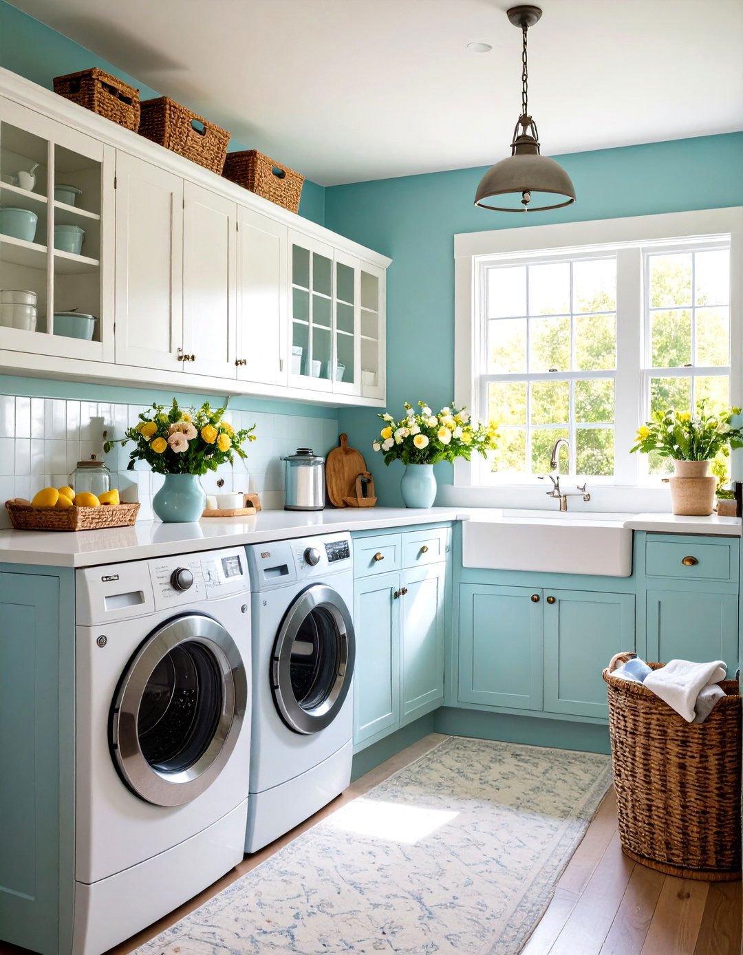 White Laundry Room with Vintage Accents - 20 White Laundry Room Ideas