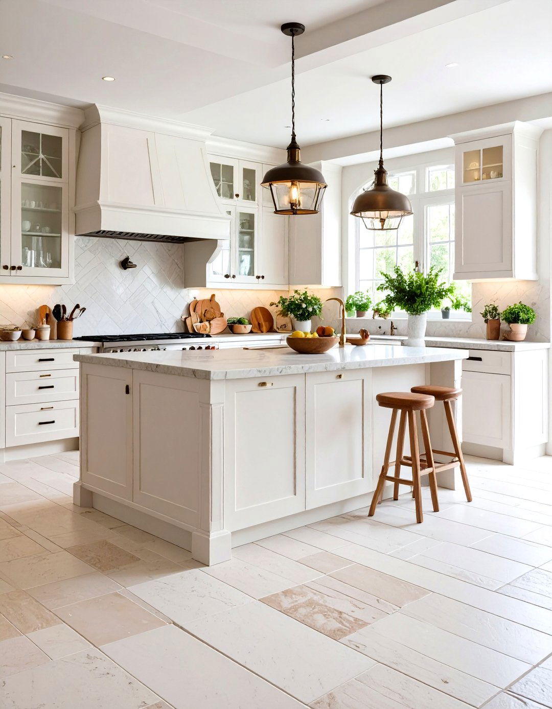 White Limestone Kitchen Floor Natural Stone - 20 White Kitchen Floor Ideas