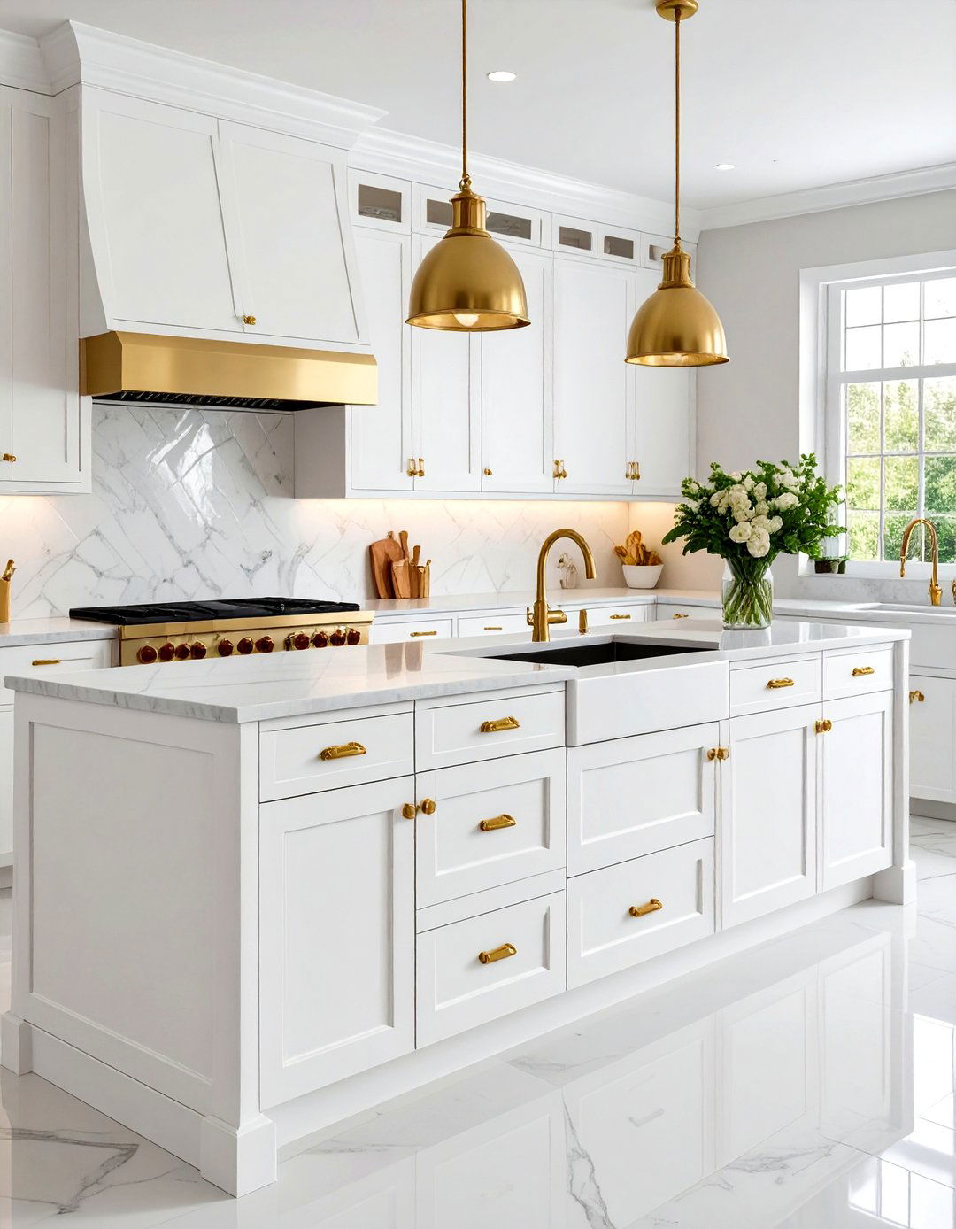 White Lower Cabinets With Textured Gold Hardware - 20 White Kitchen Cabinets With Gold Hardwar