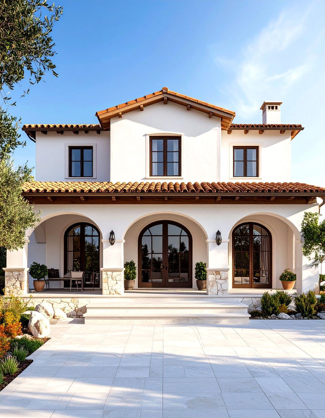 White Mediterranean Villa Exterior - 20 White Home Exterior Ideas