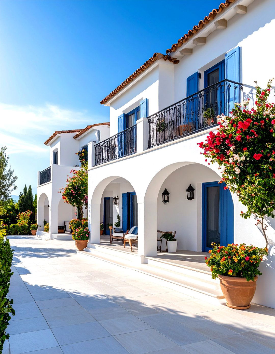 White Mediterranean Villa Siding - 20 White Siding House Designs