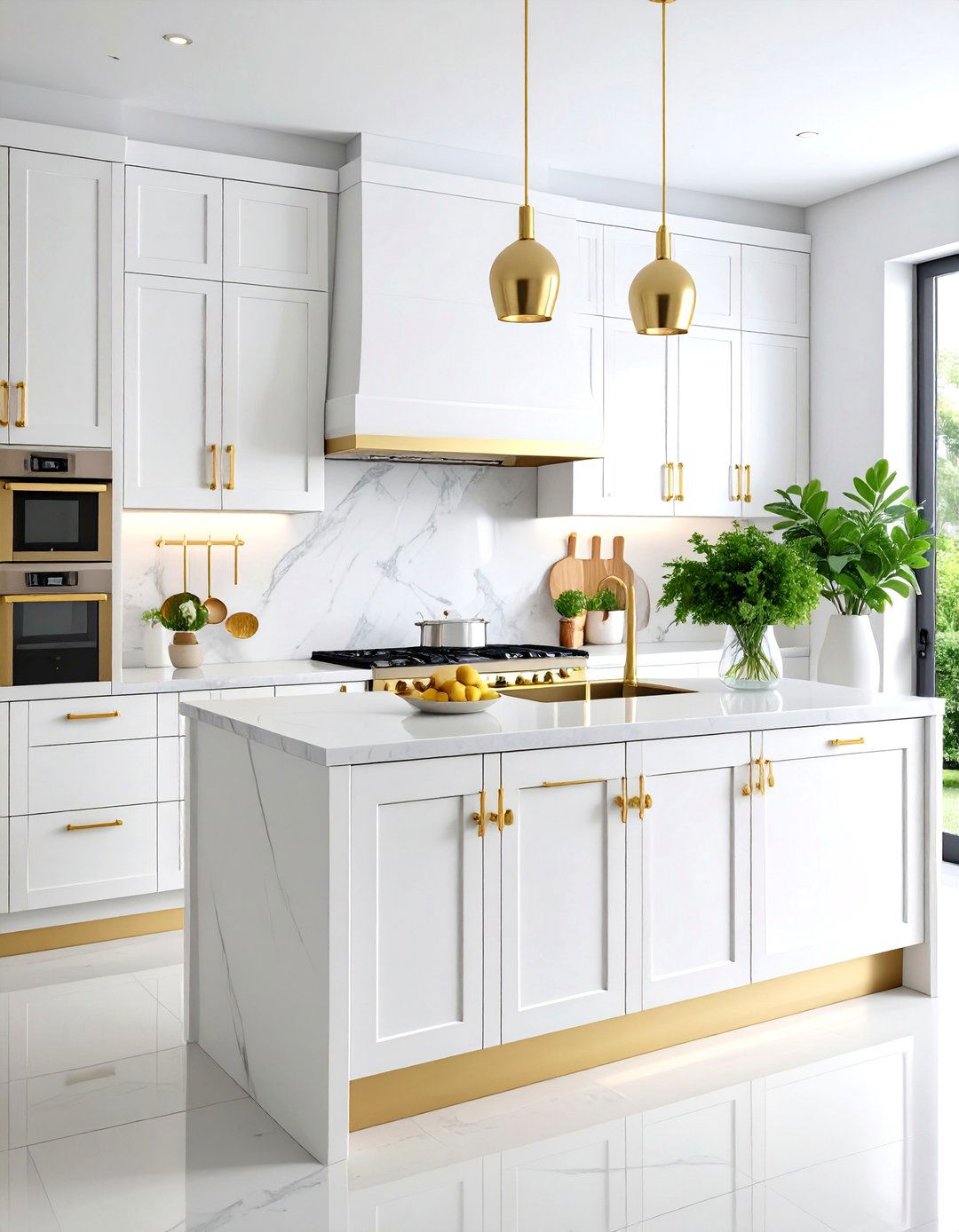 White Modern Cabinets With Minimalist Gold Hardware - 20 White Kitchen Cabinets With Gold Hardwar