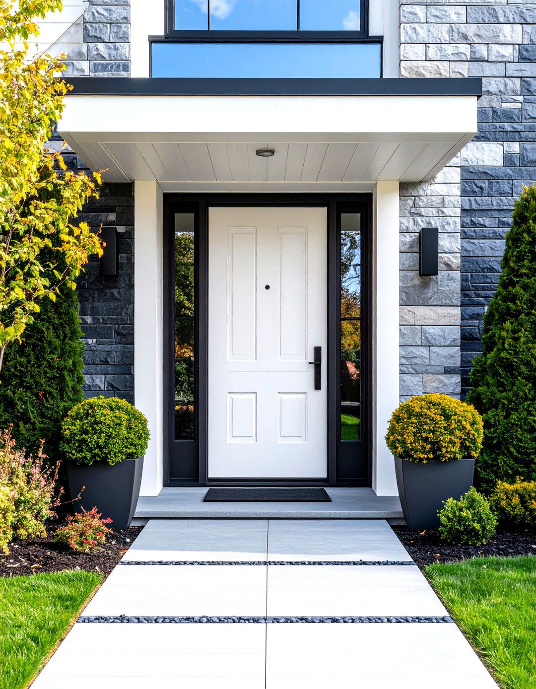 White Modern Minimalist Front Door - 20 White Front Door Ideas