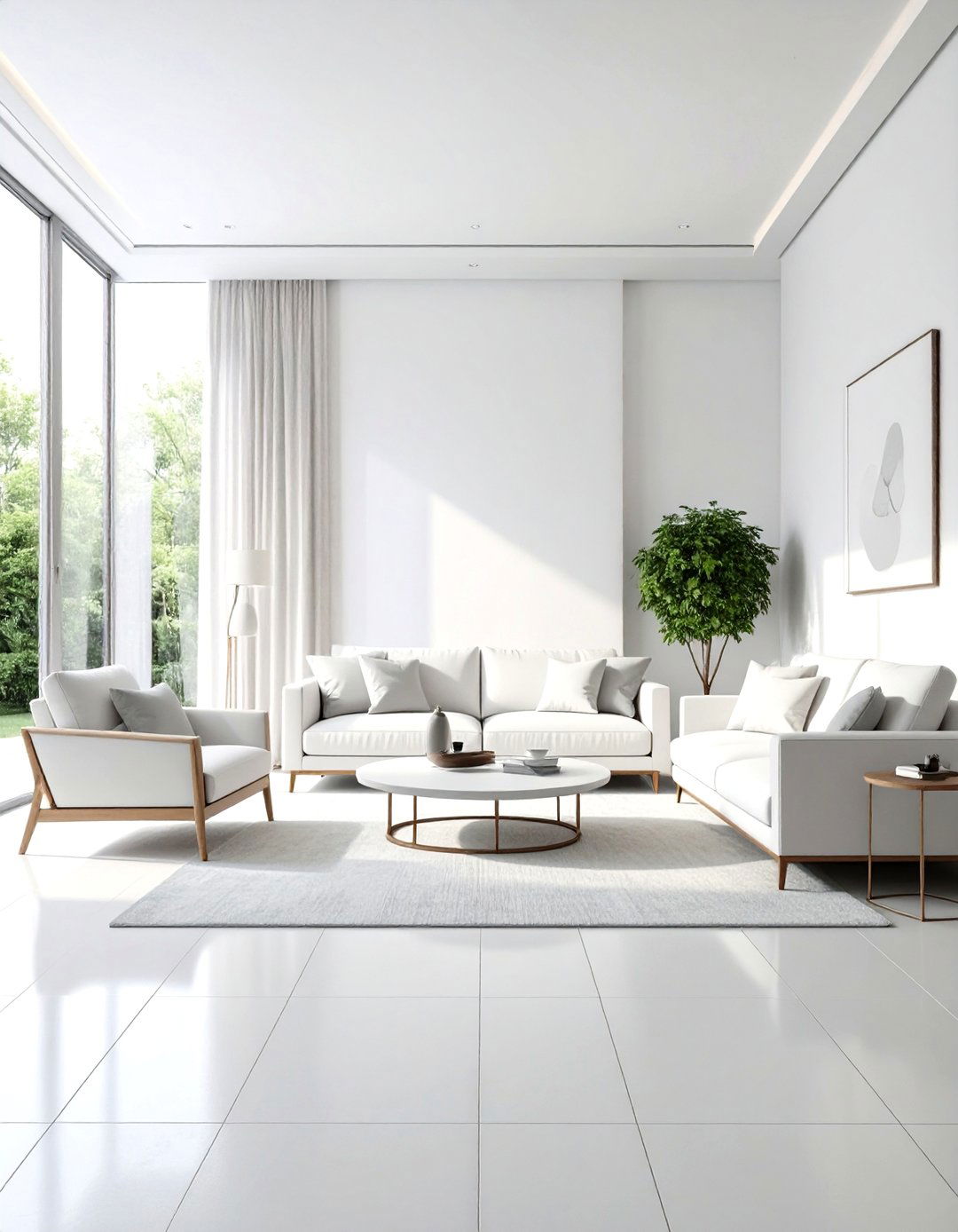 White Monochrome Zen Living Room with Pure Simplicity - 20 Zen Living Room Ideas