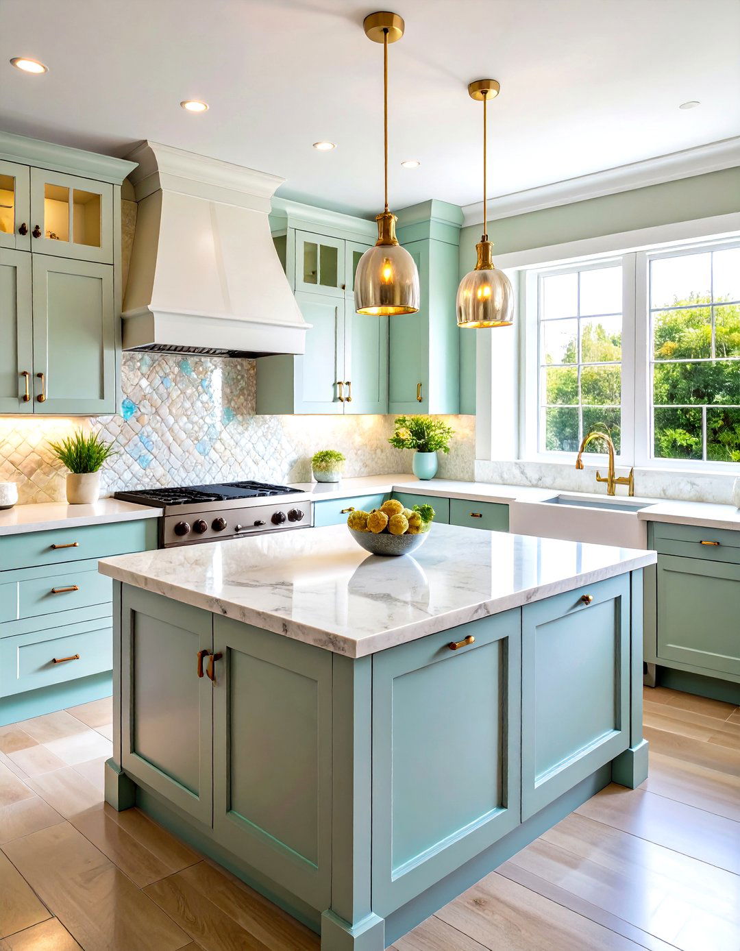 White Mother of Pearl Tile Backsplash - 20 White Kitchen Backsplash Ideas