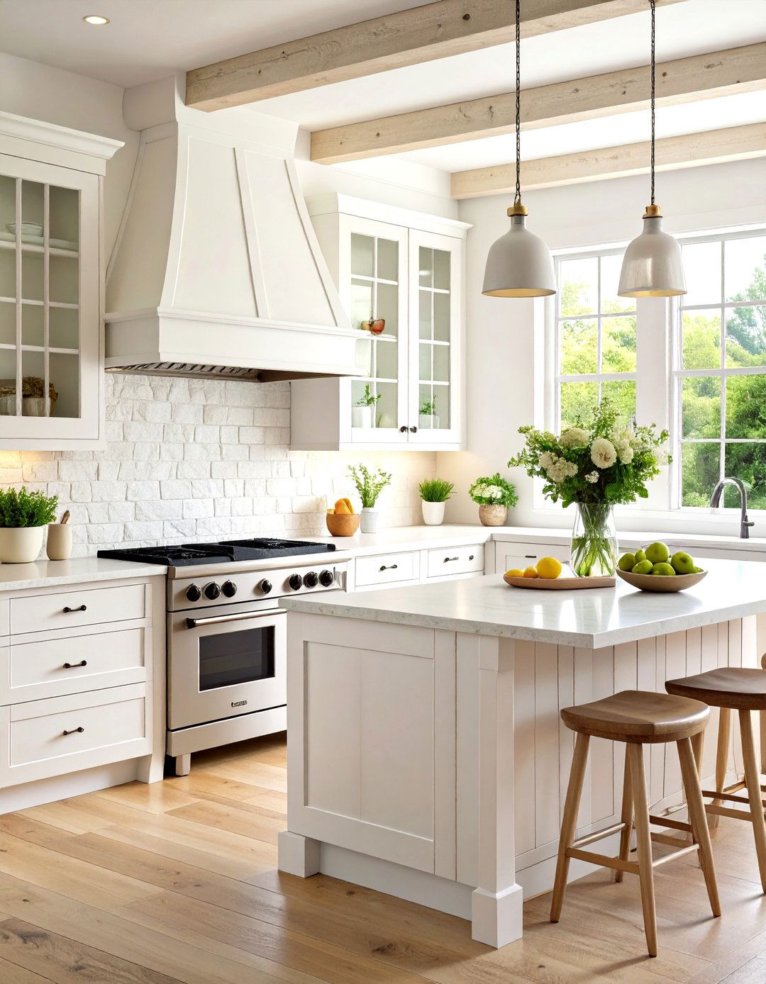 White Natural Stone Textured Backsplash - 20 White Kitchen Backsplash Ideas