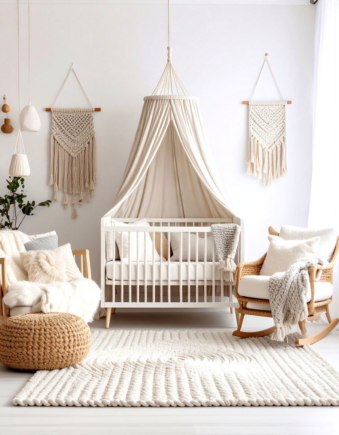 White Nursery with Mixed Texture Elements - 20 White Nursery Ideas