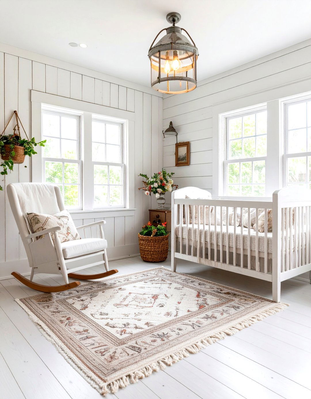 White Nursery with Vintage Farmhouse Charm - 20 White Nursery Ideas