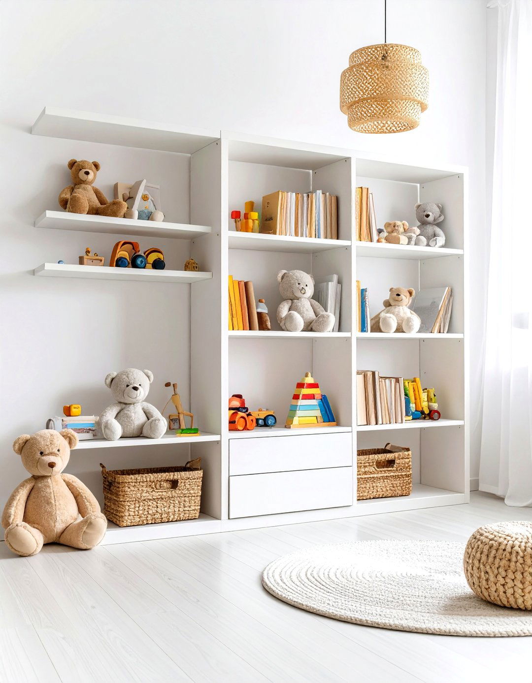 White Nursery with Vintage Toy Display - 20 White Nursery Ideas