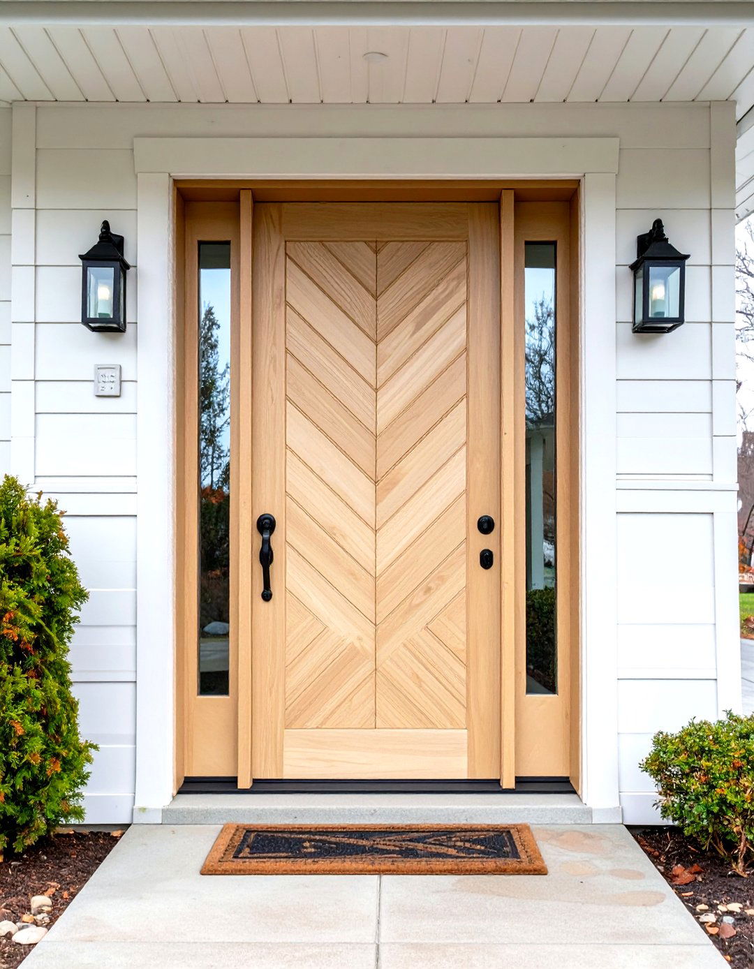 White Oak Front Door With Chevron Inlay - 20 White Oak Front Door Ideas