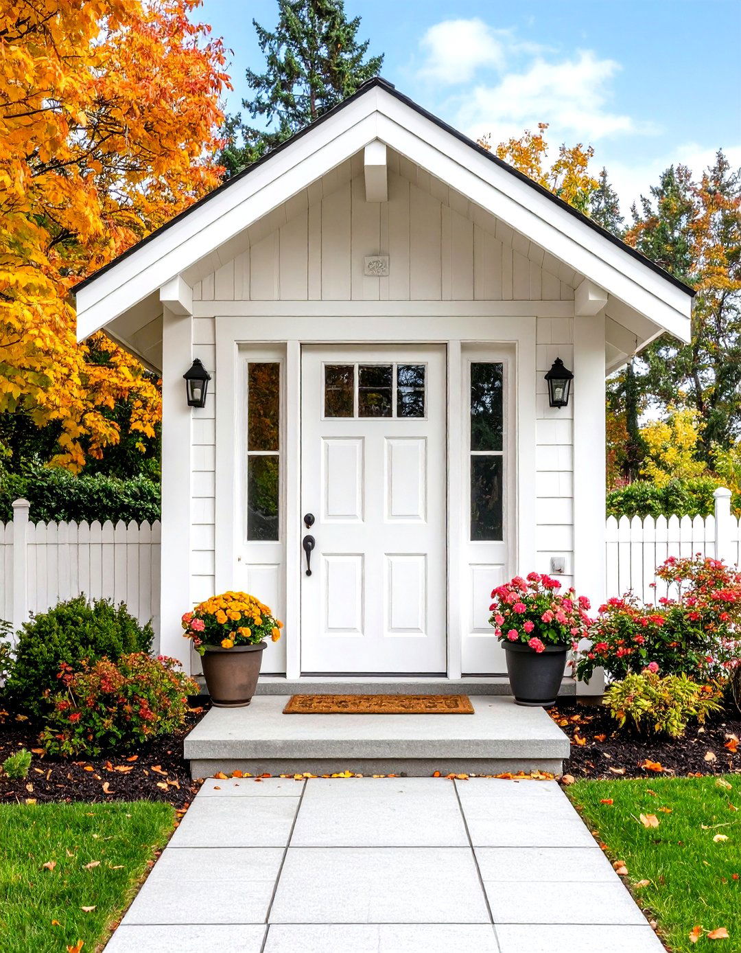 White Oak Front Door With Craftsman Style Lite Grid - 20 White Oak Front Door Ideas