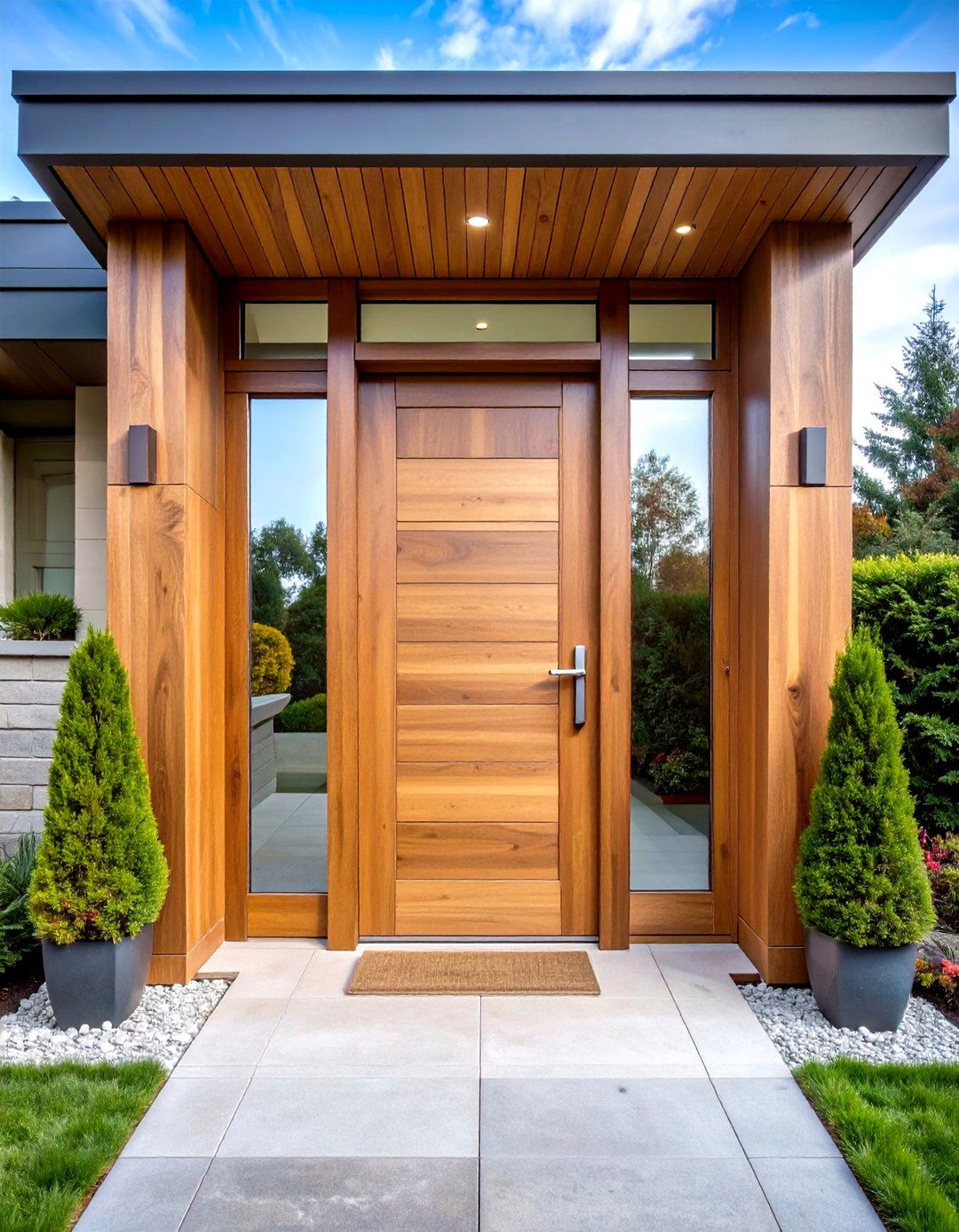 White Oak Front Door With Frosted Privacy Glass - 20 White Oak Front Door Ideas