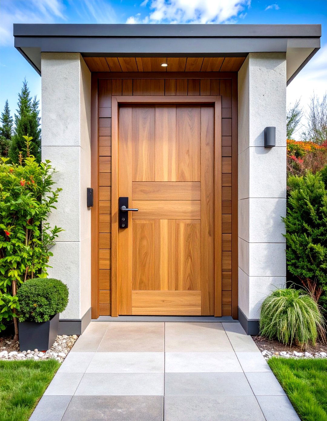 White Oak Front Door With Integrated Smart Lock - 20 White Oak Front Door Ideas