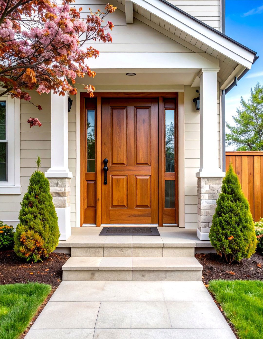 White Oak Front Door With Warm Walnut Tone Stain - 20 White Oak Front Door Ideas