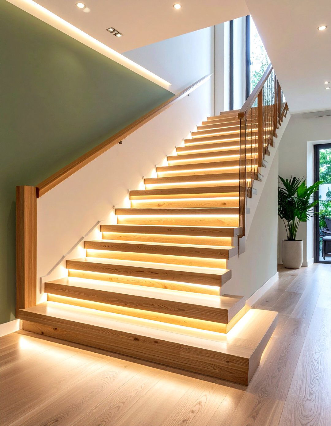 White Oak Staircase with Recessed Tread Lighting - 20 White Oak Staircase Ideas
