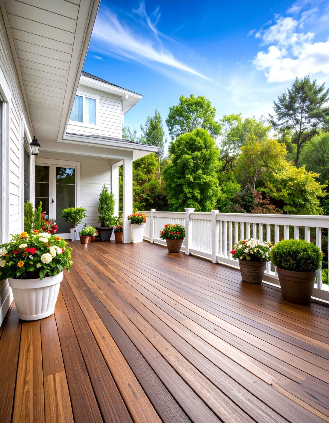 White PVC Trim and Rich Hued Decking - 20 Two Tone Deck Color Schemes