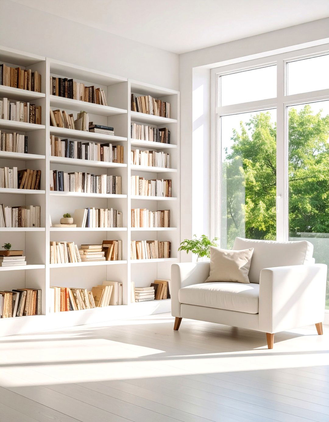 White Painted Bookcases Around Window Design - 20 Bookcases Around Window Design Ideas
