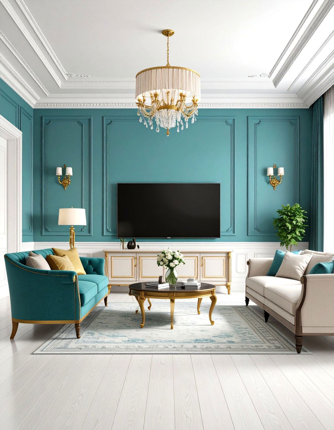 White Paneled Accent Wall - 20 Tv Accent Wall Ideas