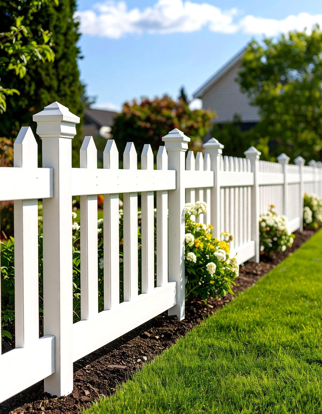 White Privacy Fence with Cap and Trim Design - 20 White Privacy Fence Ideas