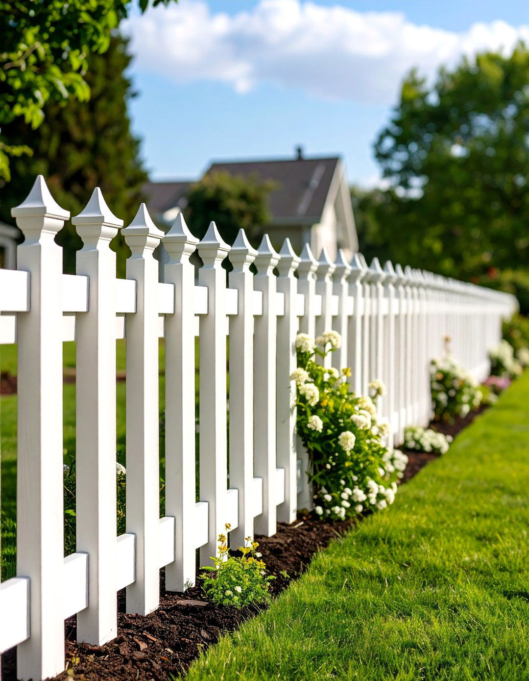 White Privacy Fence with Scalloped Top Design - 20 White Privacy Fence Ideas