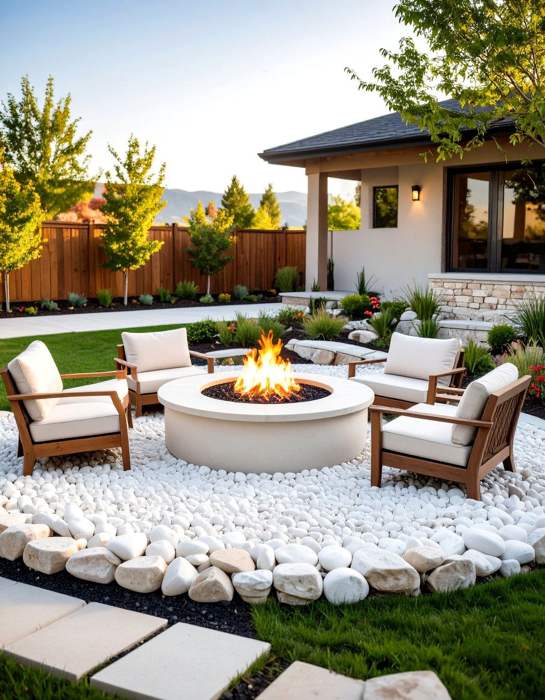 White Rock Landscaping Fire Pit Surrounds - 20 White Rock Landscaping Ideas