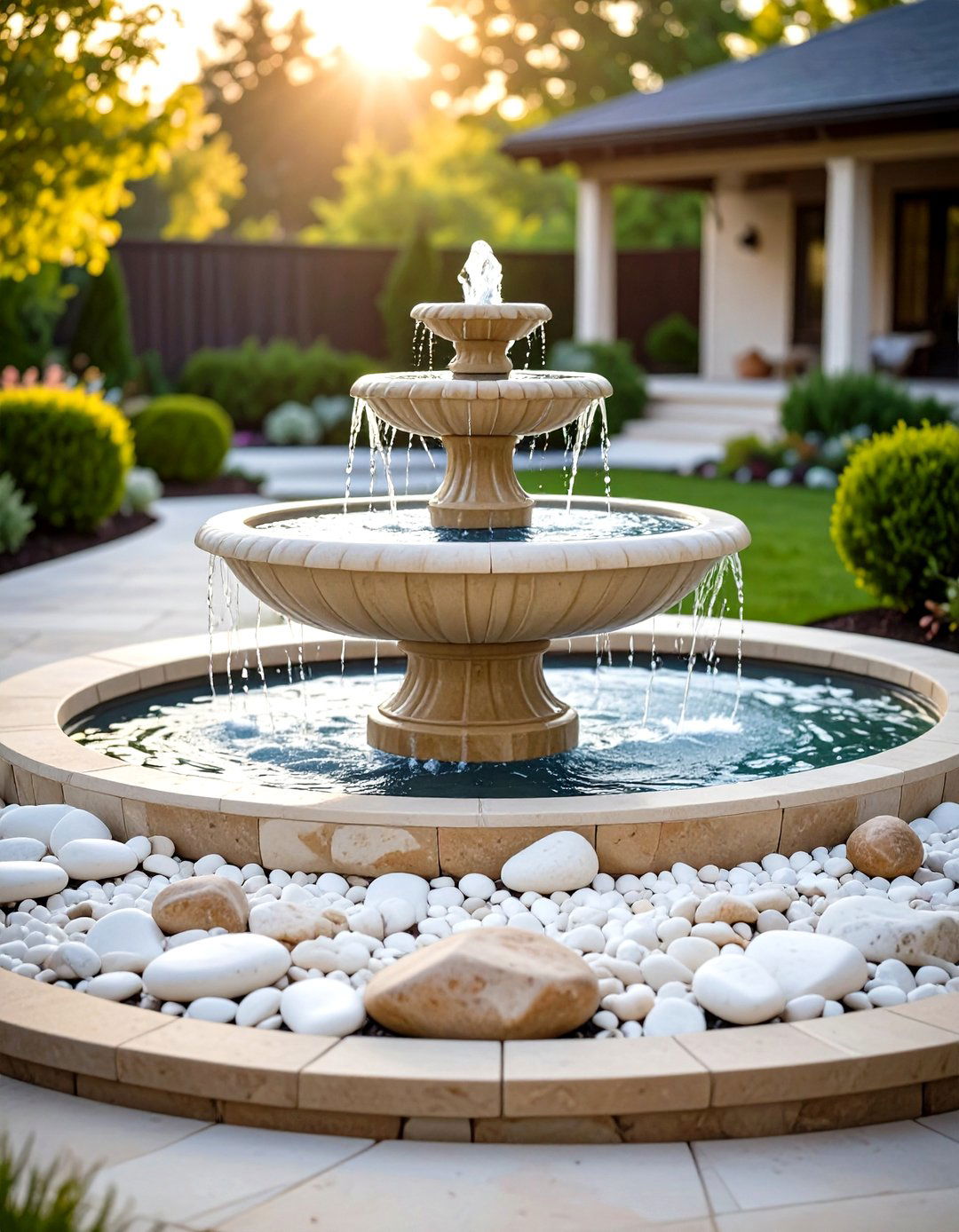 White Rock Landscaping Fountain Landscape - 20 White Rock Landscaping Ideas