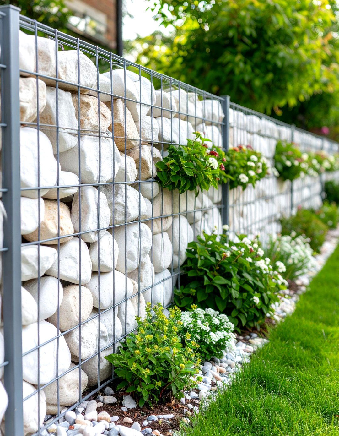 White Rock Landscaping Gabion Wall Features - 20 White Rock Landscaping Ideas