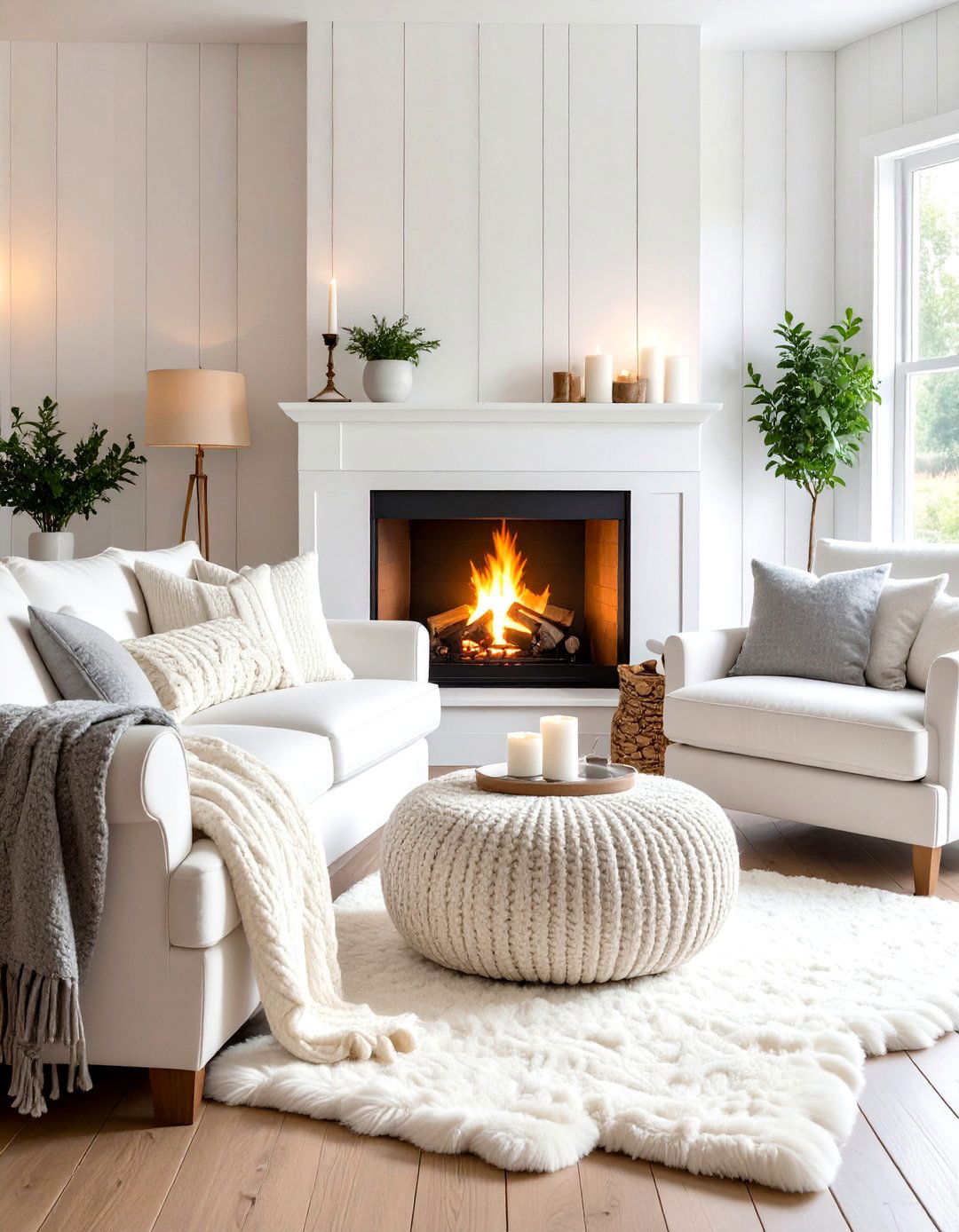 White Scandinavian Hygge Fireplace Design - 20 White Fireplace Ideas