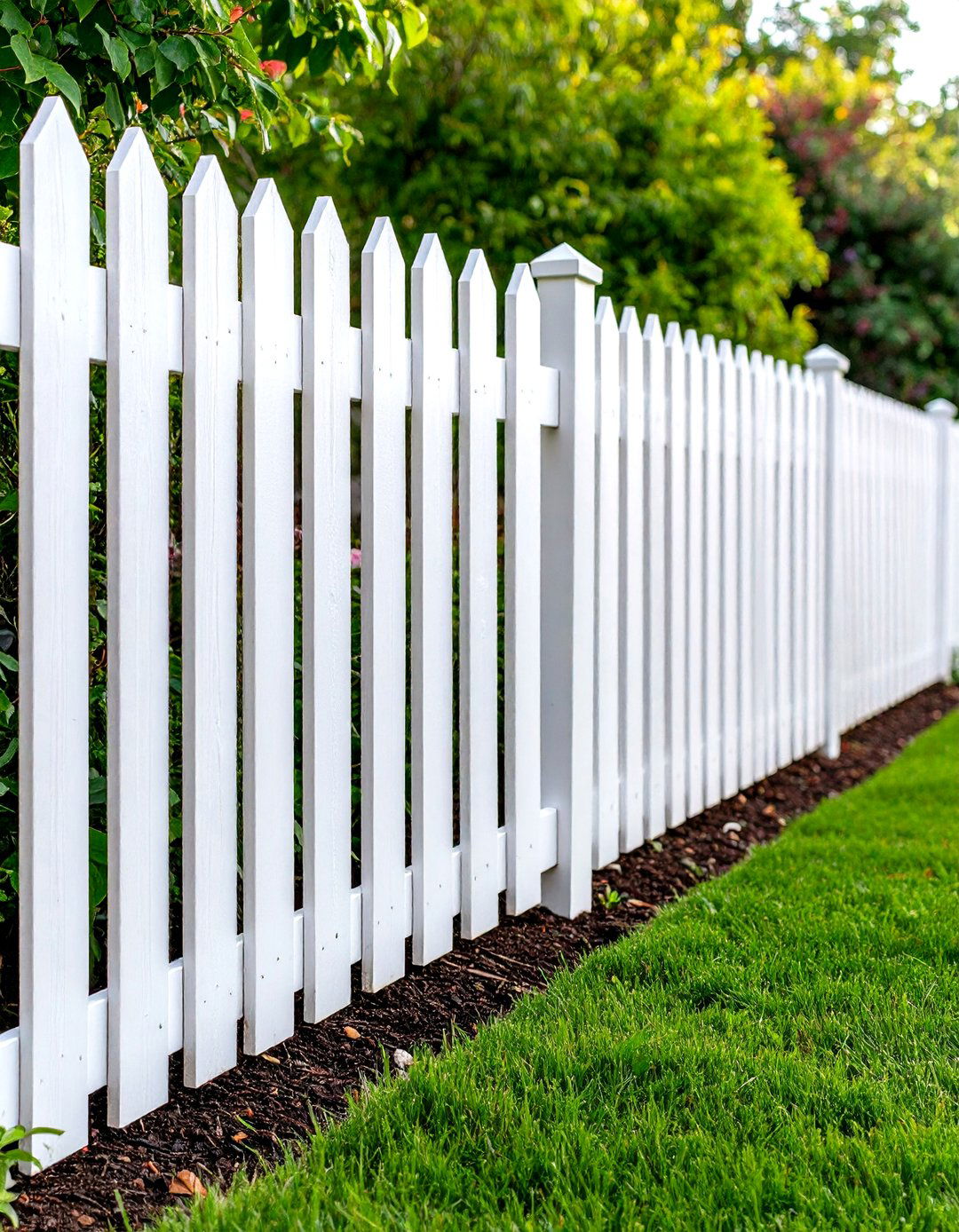 White Shadowbox Privacy Fence with Dimensional Interest - 20 White Privacy Fence Ideas