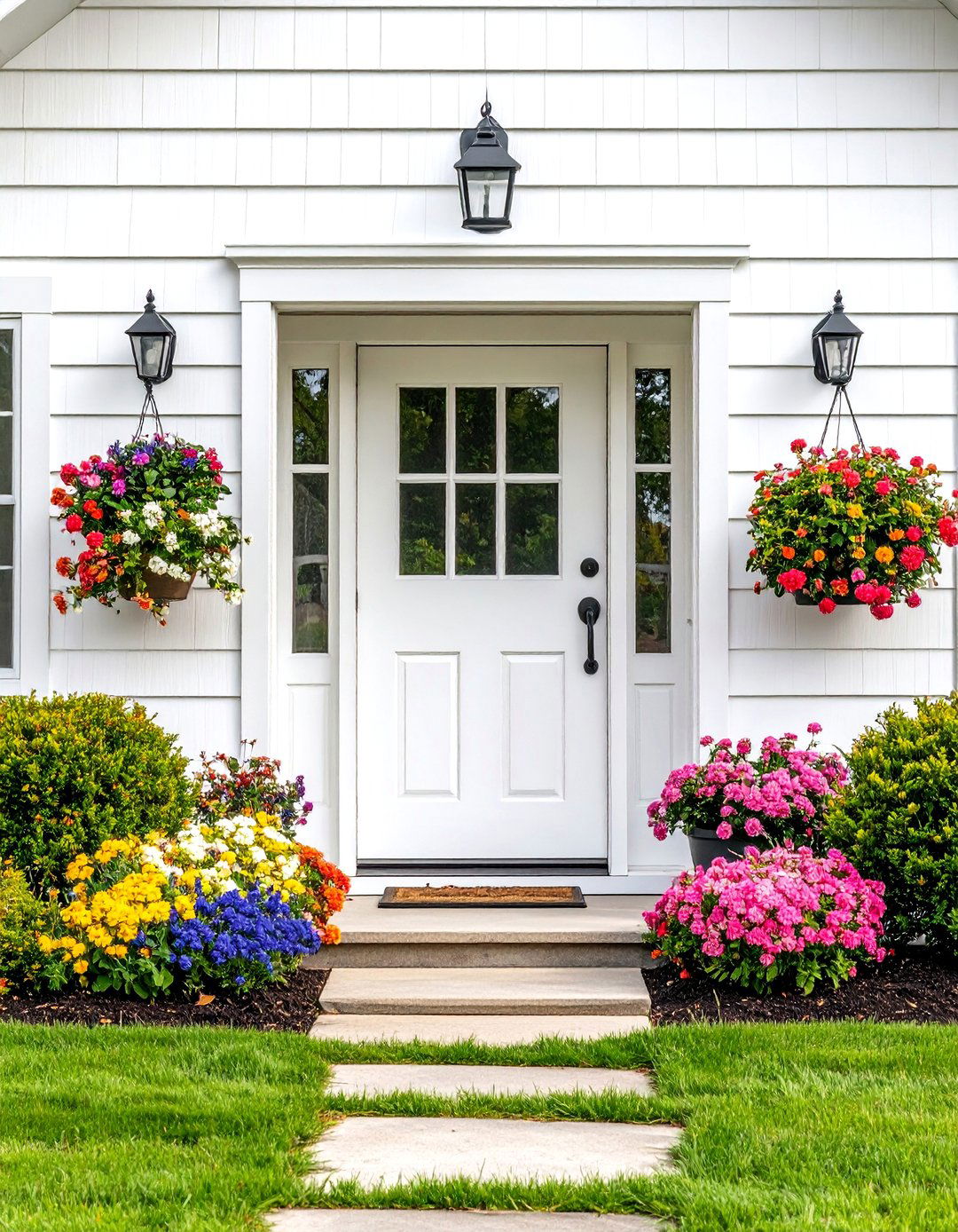 White Shiplap Farmhouse Front Door Panel - 20 Farmhouse Front Door Ideas