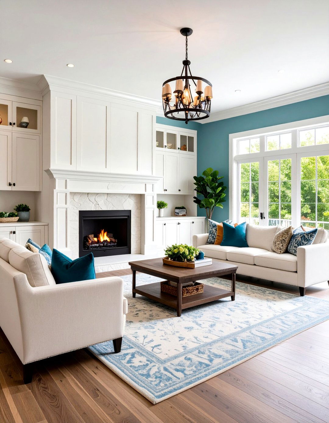 White Stone Fireplace with Built in Cabinetry - 20 White Stone Fireplace Ideas