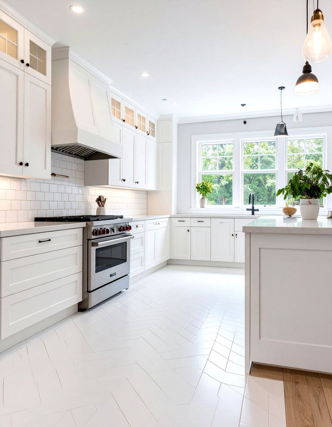 White Subway Tile Kitchen Floor Layout - 20 White Kitchen Floor Ideas