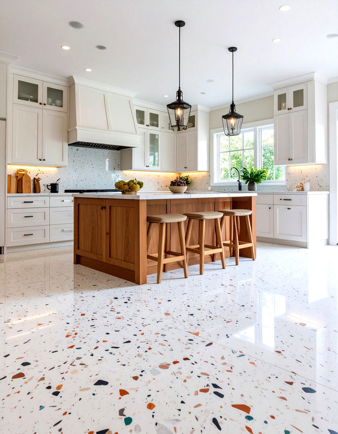 White Terrazzo Kitchen Floor Composite - 20 White Kitchen Floor Ideas