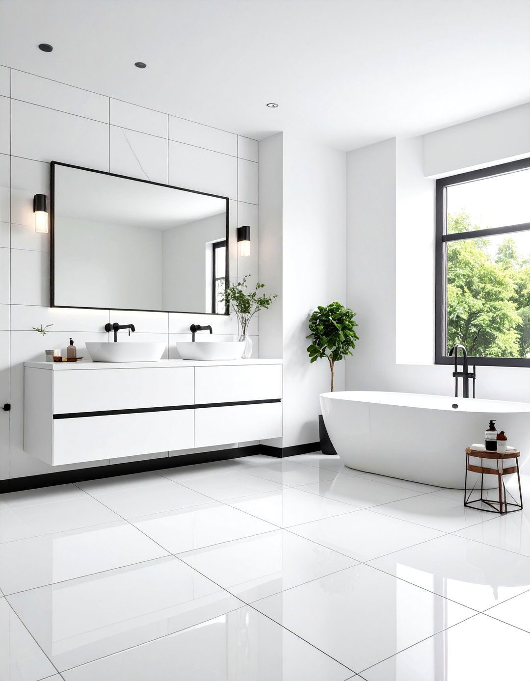 White Tile Bathroom Contrasting Grout Design Impact - 20 White Tile Bathroom Ideas