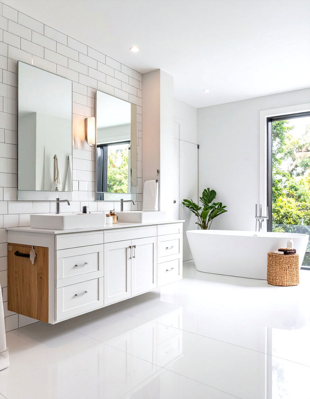 White Tile Bathroom Elongated Subway Modern Twist - 20 White Tile Bathroom Ideas