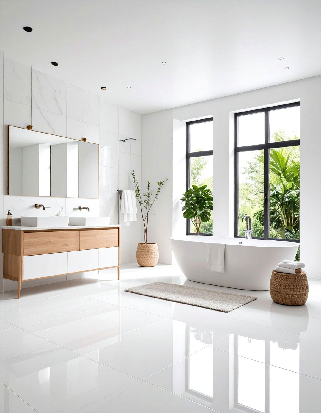 White Tile Bathroom Floor to Ceiling Coverage Drama - 20 White Tile Bathroom Ideas