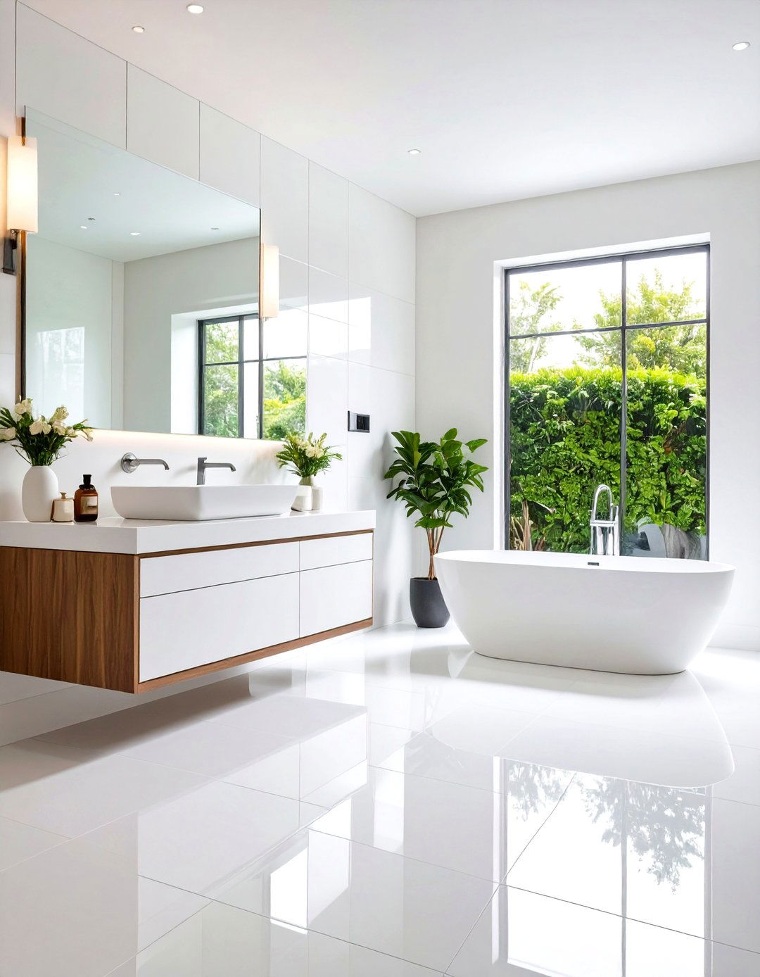 White Tile Bathroom High Gloss Reflective Surfaces - 20 White Tile Bathroom Ideas