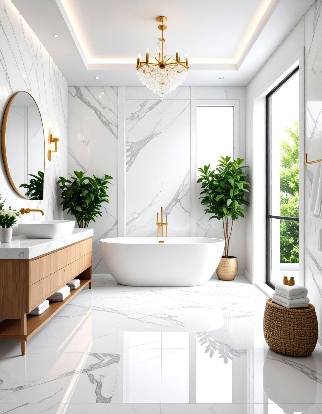 White Tile Bathroom Marble Look Luxury Finish - 20 White Tile Bathroom Ideas
