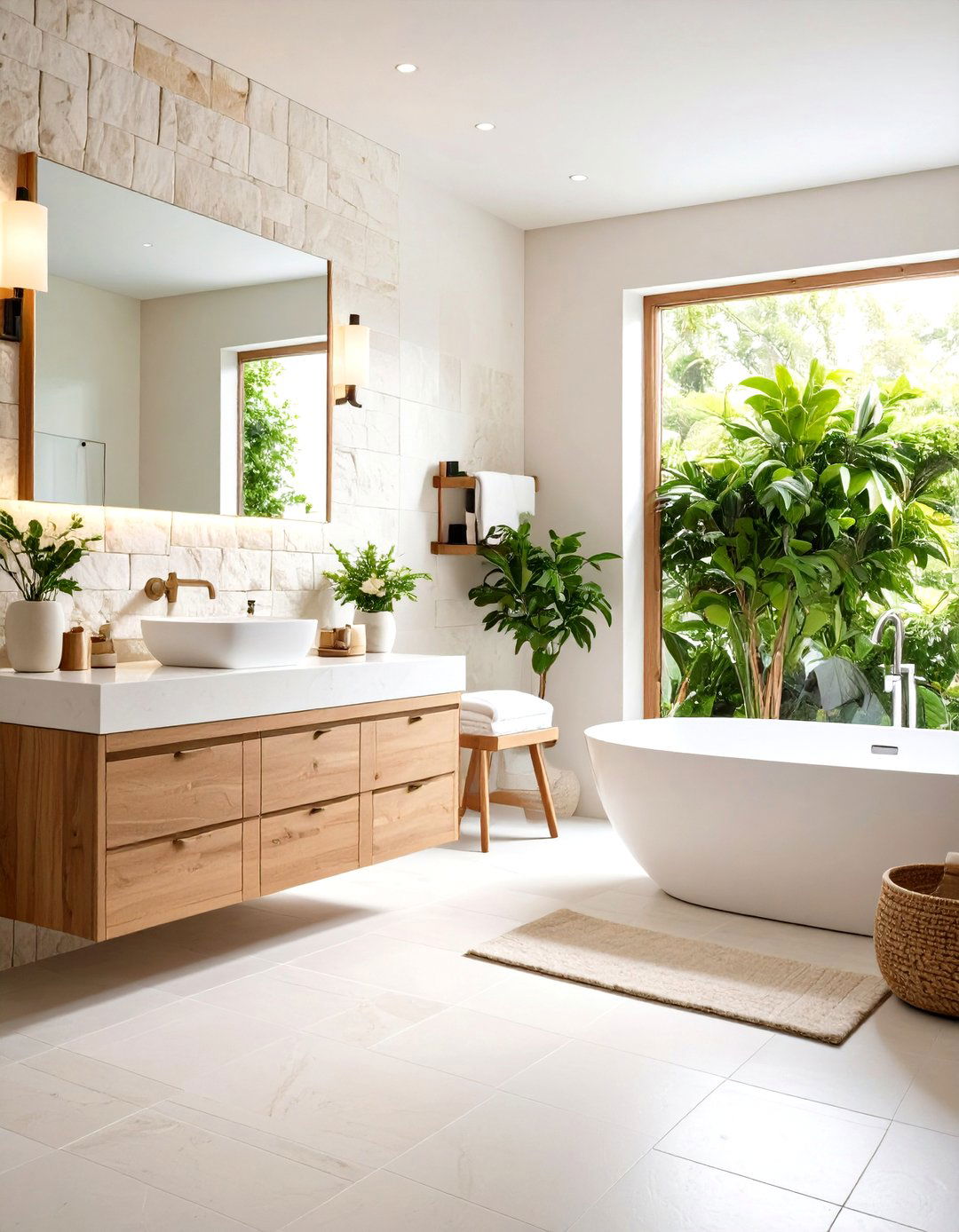 White Tile Bathroom Natural Stone Texture Variation - 20 White Tile Bathroom Ideas