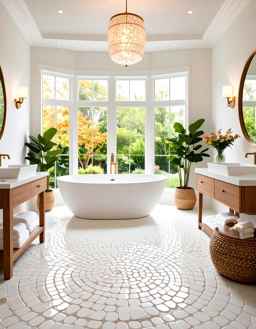 White Tile Bathroom Penny Round Mosaic Detail - 20 White Tile Bathroom Ideas